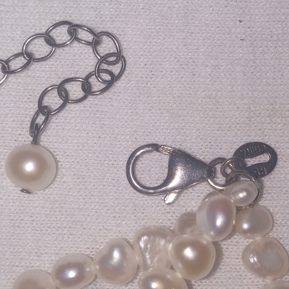 Ross-Simons-3 stands Freshwater PEARLS + RHODONITE Necklace STERLING Silver RS - Picture 7 of 14